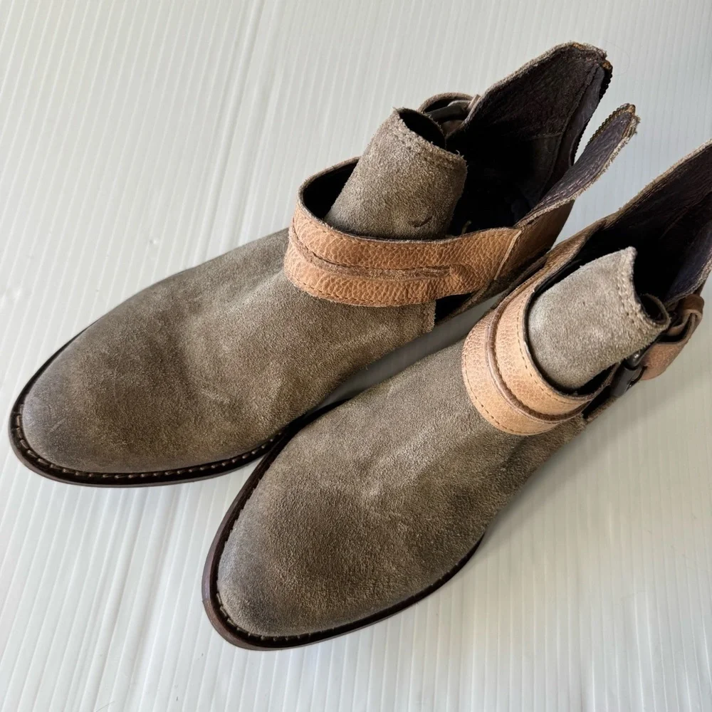 Rebels Taupe and Brown Ankle Booties